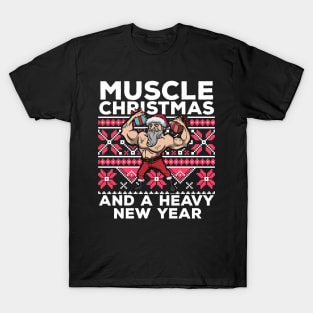 Ugly Christmas Workout Lifting Santa Claus Gym Fitness Gift T-Shirt